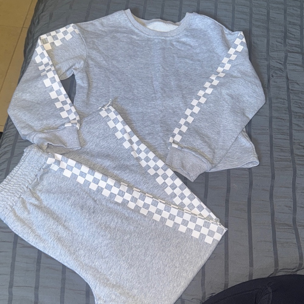 Gray Checkered Kids matching set